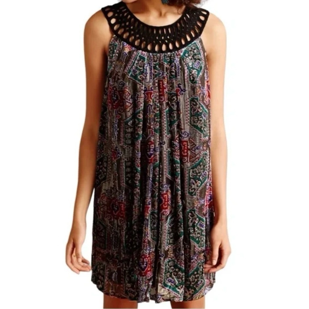 ANTHROPOLOGIE Moulinette Soeurs Linnea Velvet Burnout Swing Dress Size XS